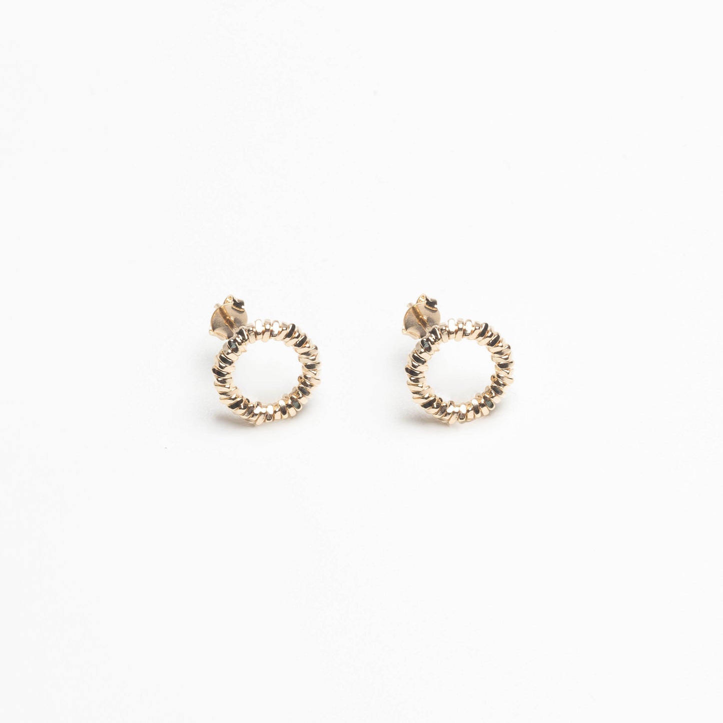 Gold Earring Circle Textured