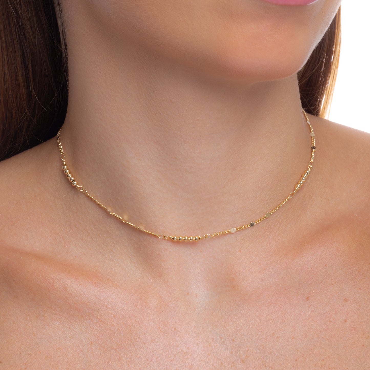 Gold Cuban Link Chain with Beads