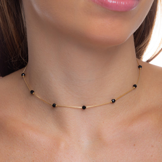 Black Crystal Chain Necklace
