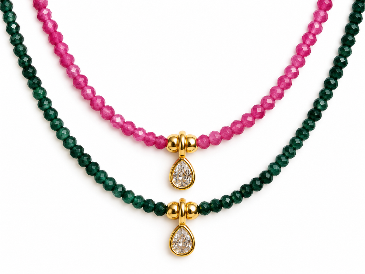 Crystal Beaded Pendant Necklace