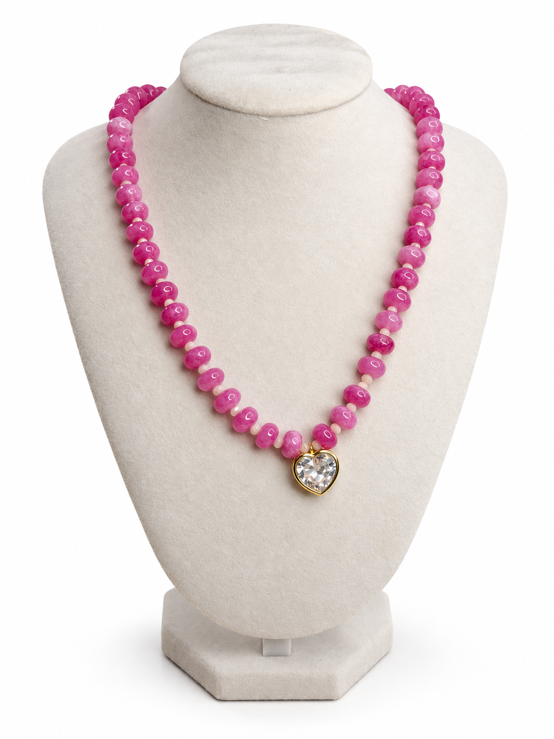 Pink Agate Heart Necklace