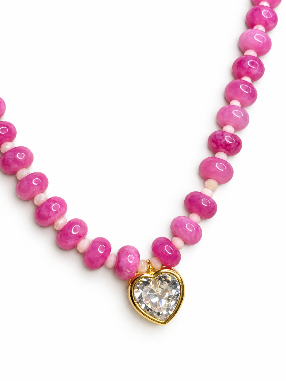 Pink Agate Heart Necklace