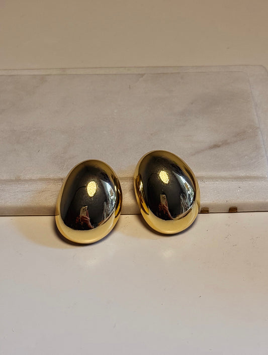 Gold Oval Dome Earrings