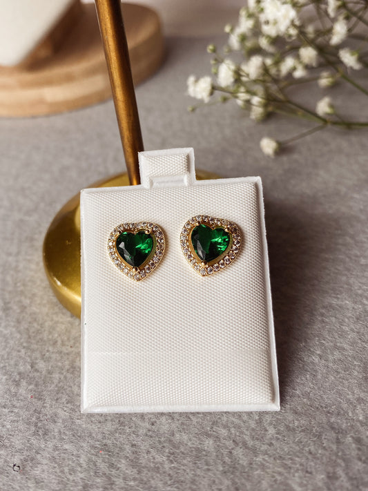 Green Heart Earrings
