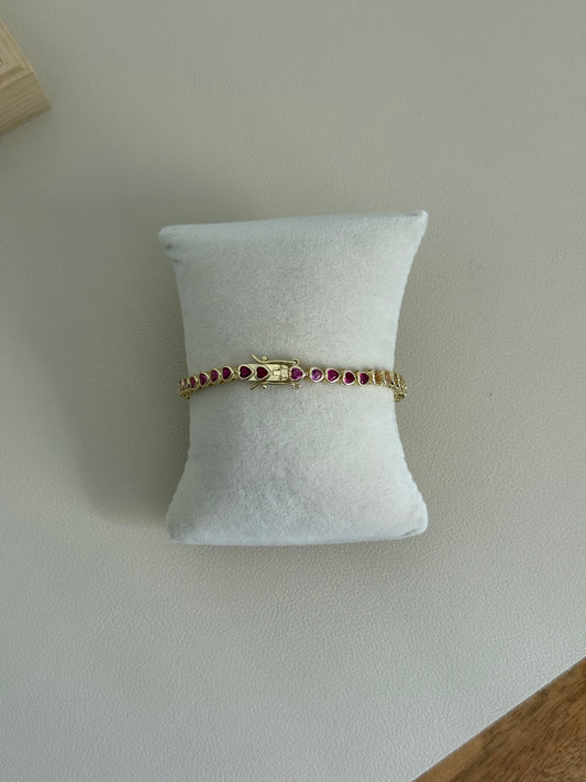 Rainbow Hearts Tennis Bracelet