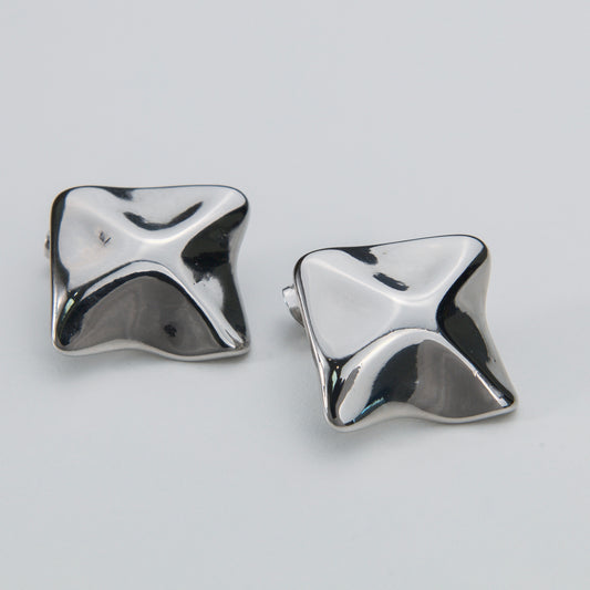 Hammered Silver Square Earrings