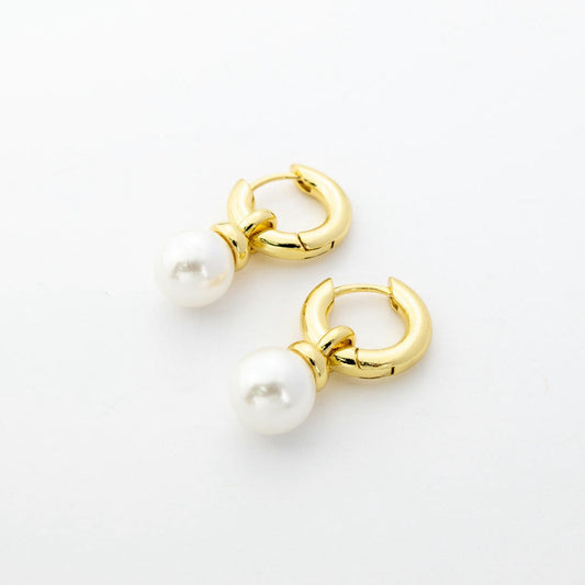 Gold Hoops with Pearl
