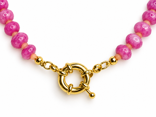 Pink Agate Beaded Necklace